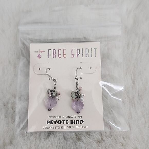 NEW Peyote Bird Free Spirit Purple and Silver Dangle Hook Earrings - Picture 8 of 8